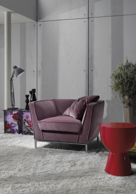 Lujo Sillón de una plaza Rojo Tapicería Diseño Relax Muebles italianos Prianera Nuevo