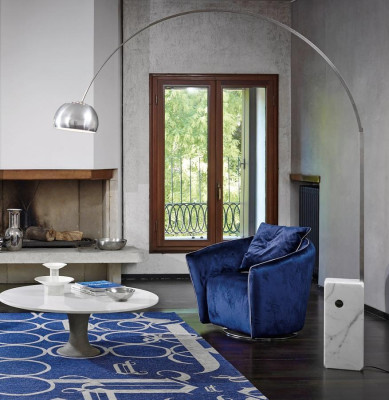 Sillón de 1 plaza Azul Sala de estar Diseño de lujo Muebles italianos elegantes Nuevo