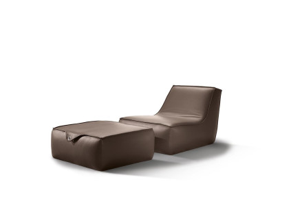 Sillón de diseño Luxe unipersonal moderno gris en cuero mobiliario unipersonal Prianera