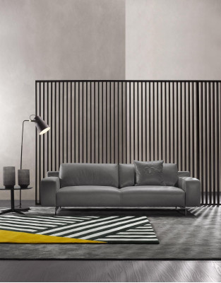 Sofá de lujo de tres plazas, sofás de 3 plazas, diseño de asientos, muebles de sofá, estilo de cuero negro.