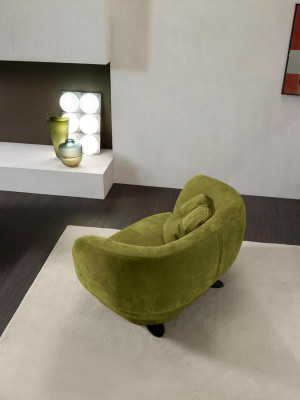 Sillón Asiento Verde Primavera Diseño Sala de estar Tapicería Individual Muebles Lujo Estilo