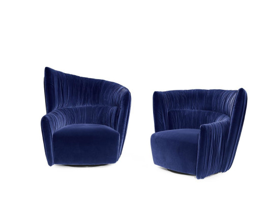 Sillón de lujo Diseño Muebles Azul Estilo moderno Diseño Textil Sala de estar Salón Nuevo