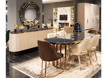 Grupo de comedor, esquina para comer, mesa de comedor, sillas, beige, conjunto de lujo de 9 piezas de comedor de madera.