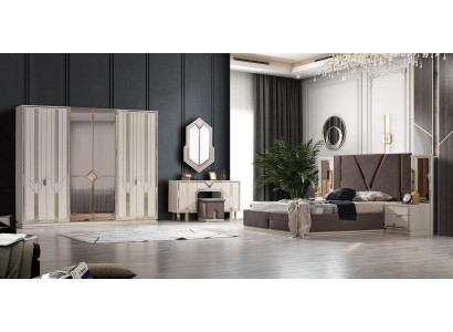 Conjunto de dormitorio de lujo cama 2 mesitas de noche armario diseño 7 piezas
