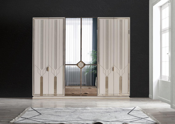 Conjunto de dormitorio de lujo cama 2 mesitas de noche armario diseño 7 piezas