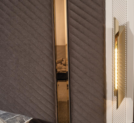 Conjunto de dormitorio de lujo cama 2 mesitas de noche armario diseño 7 piezas