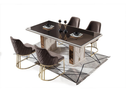 Juego de comedor de lujo con mesa y 4 sillas, nuevo, conjunto completo de muebles de 5 piezas.