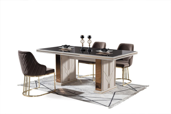 Juego de comedor de lujo con mesa y 4 sillas, nuevo, conjunto completo de muebles de 5 piezas.
