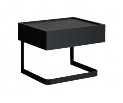 Mesita de noche para dormitorio. Elegante estilo negro de madera y acero inoxidable. Nuevo.
