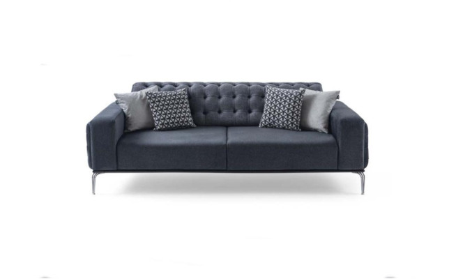 Sofá Chesterfield gris de 3 plazas para salón, nuevo.