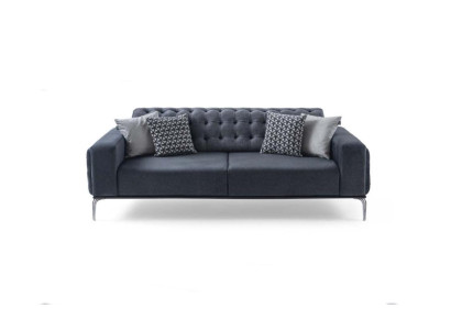 Sofá Chesterfield gris de 3 plazas para salón, nuevo.