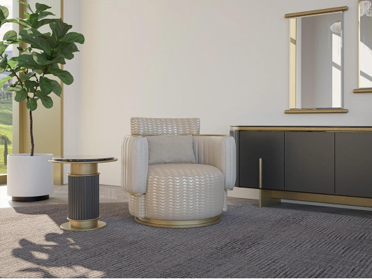 Sillón beige salón lujo muebles tapizados diseño moderno mobiliario nuevo