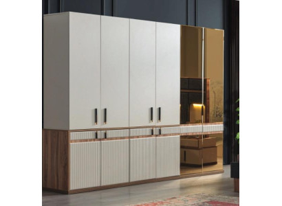 Armario blanco de 10 puertas de madera para dormitorio.