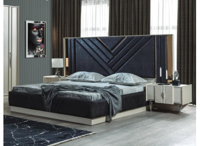 Cama azul Estructura de cama de diseñador Muebles de dormitorio lujosos Mesitas de noche