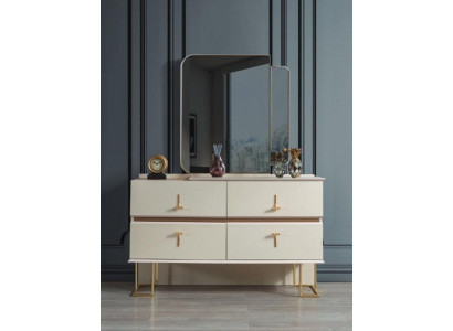 Conjunto de dormitorio Cómoda Espejo elegante Muebles de lujo modernos Nuevos 2 piezas