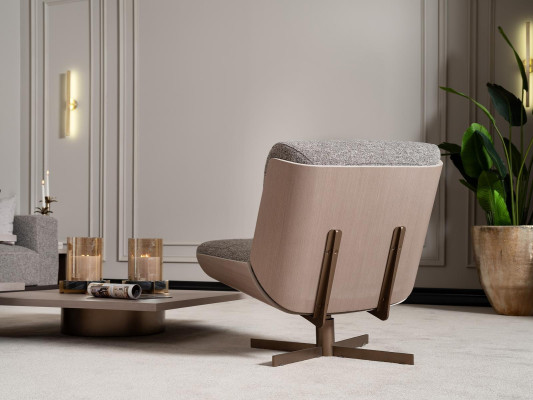 Set de salón: sillón, mueble auxiliar para TV, mesas de centro de madera, beige, 6 piezas.