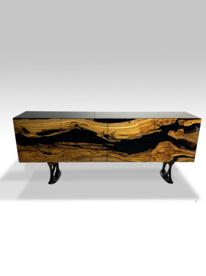 Soporte de TV Aparador RTV Mueble para TV Bajo Sala de estar Epoxi marrón de madera