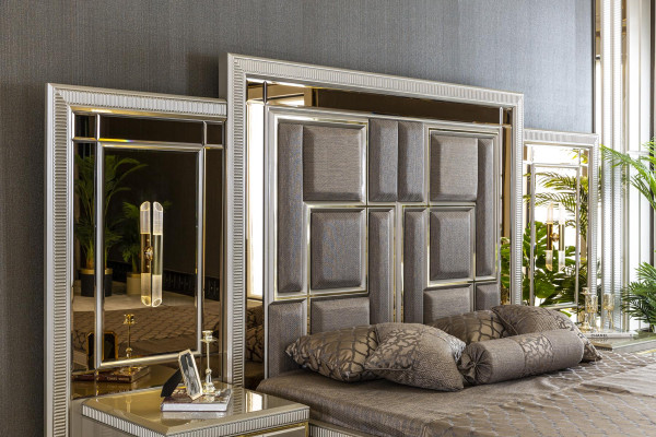 Cama marrón elegante diseño de dormitorio hermosas camas dobles de lujo.