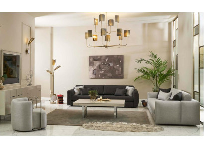 Sofá de tela conjunto de sofás de tela completos gris juego de 4 piezas nuevo