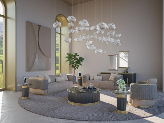 Sofá tapizado de 3 piezas completo para sala de estar moderno de tres plazas con sillón de dos plazas.