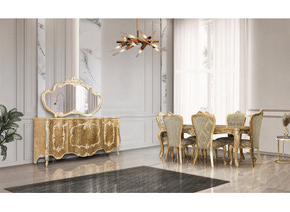 Comedor Mesa de comedor 6 sillas Mesa Lujo Mesas Grupo de comedor clásico Juego de 7 piezas.