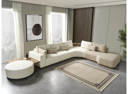 Sofá esquinero moderno blanco en forma de L, sofá de lujo de diseño, muebles de salón