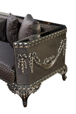 Sofá Chesterfield de lujo, set de 3+1 plazas. Sofá clásico barroco tapizado.