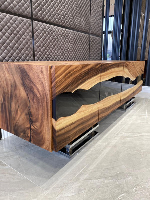 Aparador Buffet Cómoda Epoxi Marrón Sala de estar Madera Cajoneras