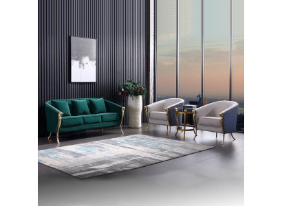 Conjunto de sofás de lujo 3+1+1 asientos. Muebles verdes para la sala de estar de estilo moderno.