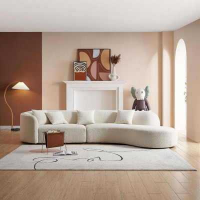 Sofá de lujo gris para cinco personas, gran sala de estar, muebles modernos nuevos.