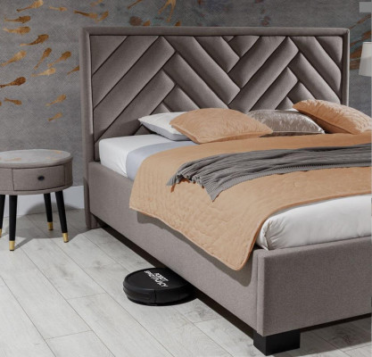 Conjunto de dormitorio gris cama de madera 2 mesitas de noche elegante moderno bonito nuevo 3 piezas.