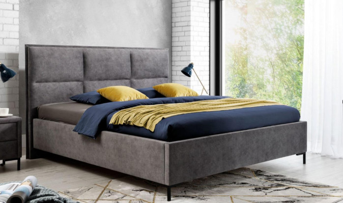 Dormitorio Set Gris Cama Elegante 2x Mesitas de Noche Set Completo Bonito 3 piezas.