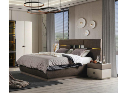 Set de dormitorio cama de lujo de color marrón y 2 mesitas de noche 3 piezas nuevas.