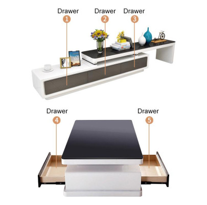Diseñador Cómoda moderna en blanco y negro Cómoda Soporte de TV de lujo