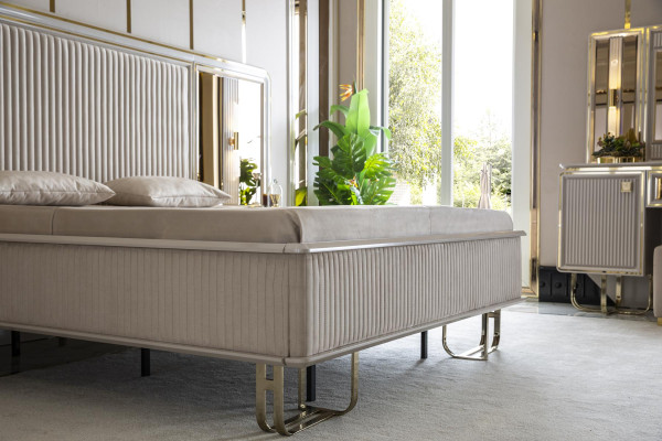 Cama Blanca Hermoso Diseño Moderno Doble Camas Dormitorio Muebles Elegantes Nuevos