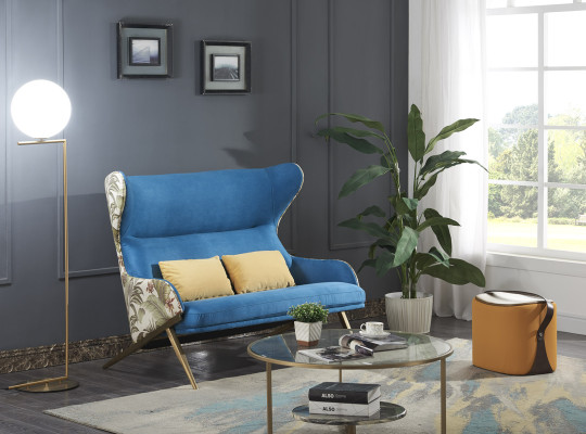 Clásico sofá de lujo de 1,5 plazas azul muebles de sala muebles sofá.