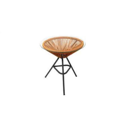 Conjunto moderno para tu jardín compuesto por sillón, taburete y mesa auxiliar