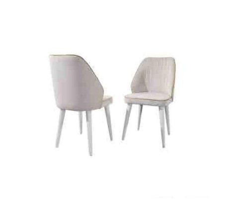 Silla de comedor de lujo de estilo elegante de un solo asiento en blanco