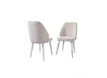 Silla de comedor de lujo de estilo elegante de un solo asiento en blanco