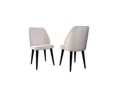 Silla tapizada blanca lujo comedor individua,l pies de madera, muebles de diseñador.