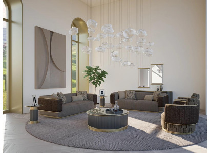 Conjunto de sofás 4 piezas Sofá de tela de tres plazas con cojines Sillón Nuevo Sofá de dos plazas