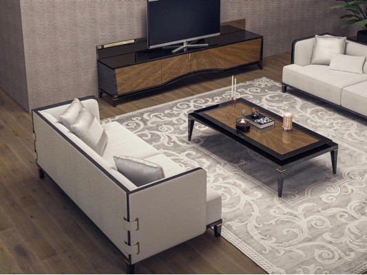 Muebles tapizados Sofá Sofá Diseñador 2x Sofás de tres plazas Modernos Blancos Decoración