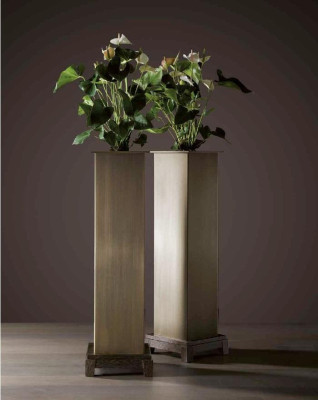 Maceta de flores decoración del hogar sala de estar imitación latón nuevo color marrón