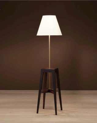 Lámpara de lectura Art Nouveau de latón o madera con luz de metal, color marrón, nueva.