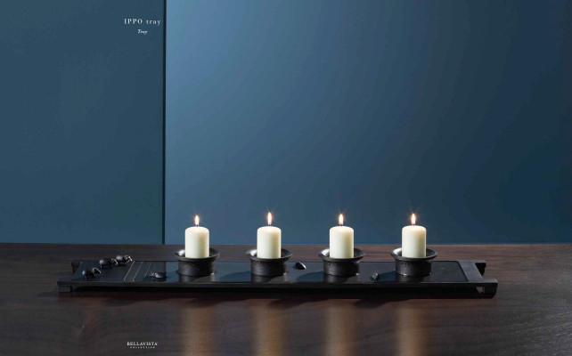Tabla para velas medida latón acabado pátina negro adornado a mano