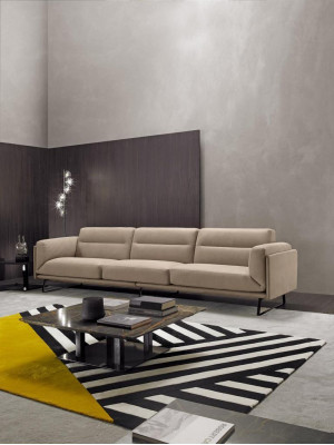 Conjunto completo de sofás Sofá beige de 4+3 plazas en grupo de cuero.