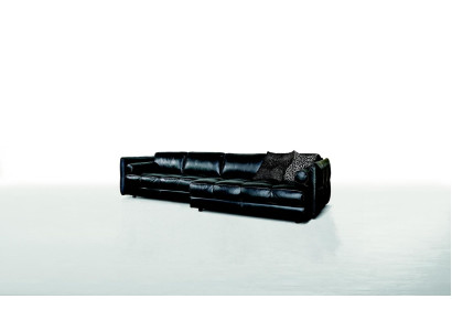Sofá moderno de lujo, sofá esquinero, muebles tapizados, sala de estar en forma de L negro de diseño de cuero.