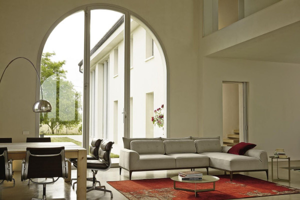 Sofá de esquina Diseño moderno Gris Sofás de tela Forma de L Sala de estar Sofá PRIANERA