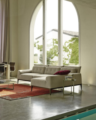 Sofá de esquina Diseño moderno Gris Sofás de tela Forma de L Sala de estar Sofá PRIANERA