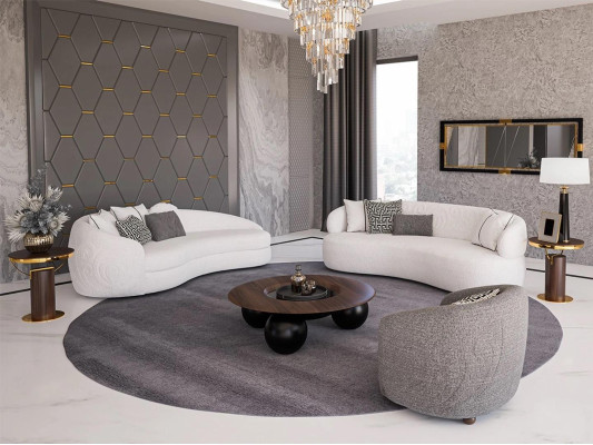 Conjunto de sofás de 6 piezas 2 sofás de tres plazas Sillón de diseñador Mesa de café de madera